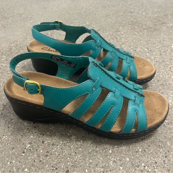 NWOB Clarks Collection Leather Lightweight Comfort Walking Sandals size 6.5 wide - Picture 7 of 12